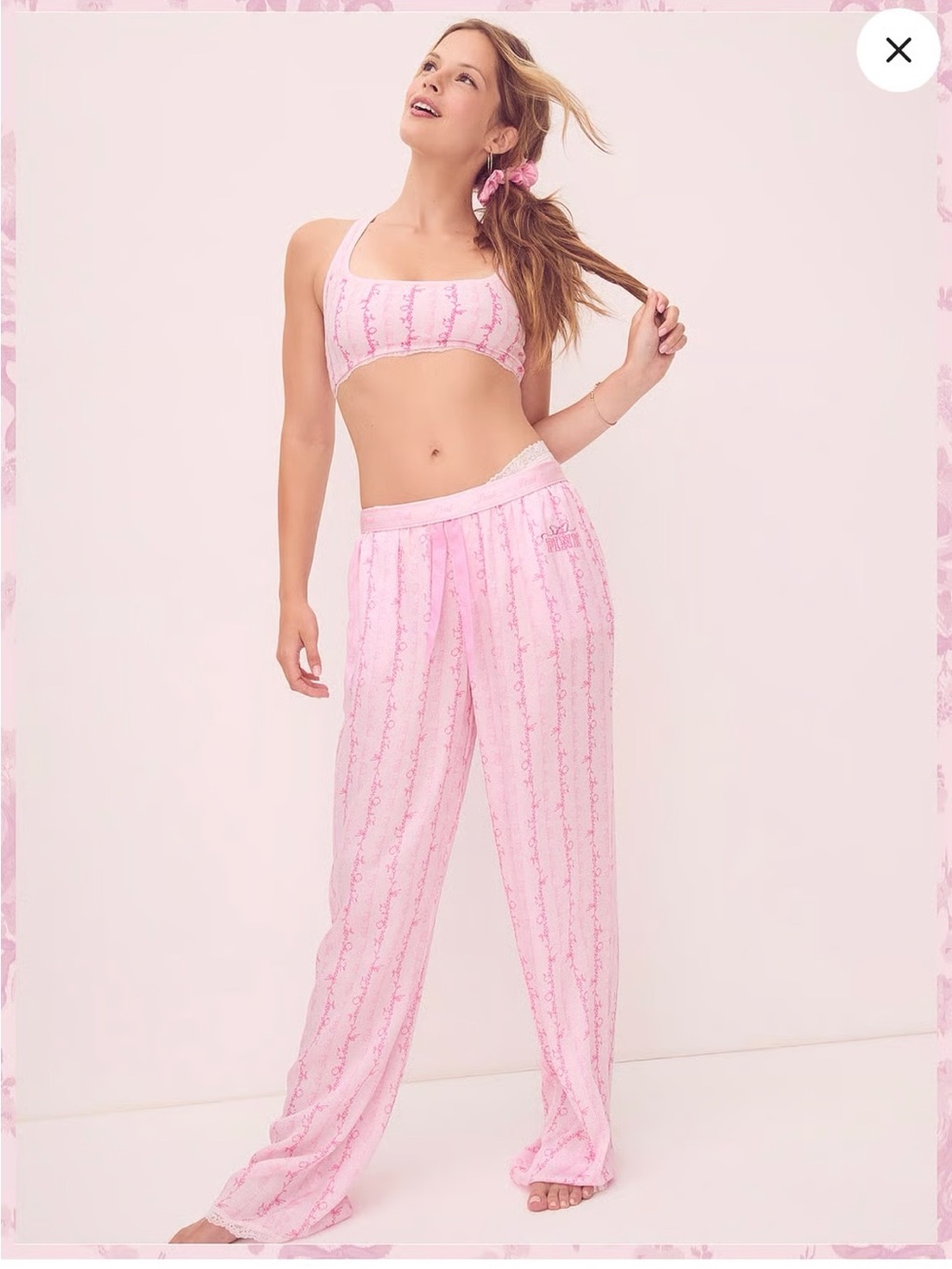 PINK X LOVESHACKFANCY SILKY SLEEP PANTS